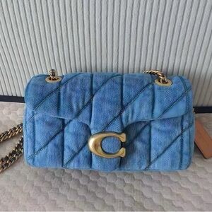 Blue Quilted Chain Shoulder Bag